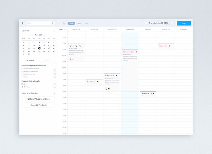 Calendar Interface Design